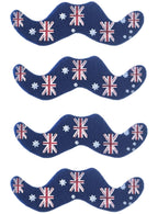 Image of Set of 4 Self Adhesive Aussie Flag Print Moustaches