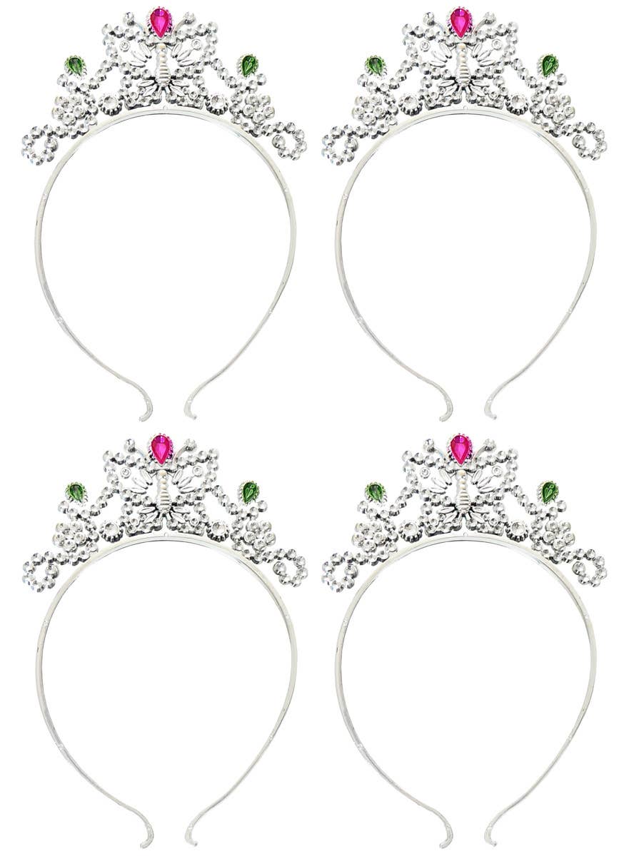 Image of Set of 4 Silver Butterfly Princess Tiara Party Favours - Main Image