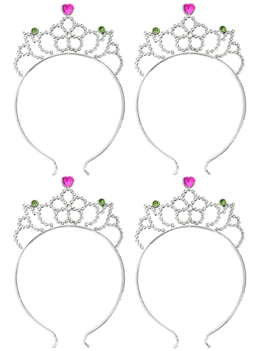 Image of Flower Princess Set of 4 Silver Tiara Party Favours - Main Image