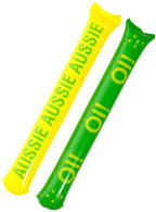 Image of Inflatable Aussie Green and Yellow Cheer Sticks