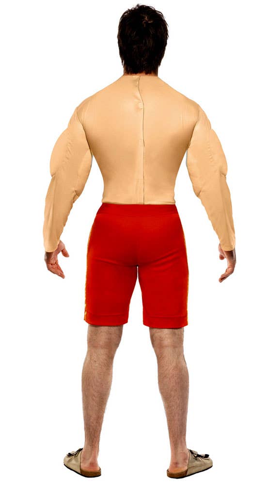 Novelty Men's Muscle Chest Baywatch Lifeguard Costume Back View