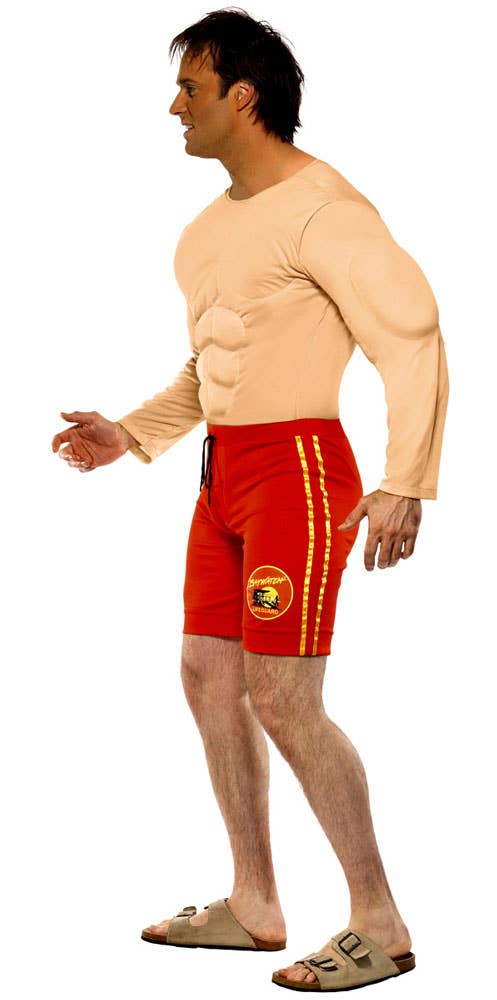 Novelty Men's Muscle Chest Baywatch Lifeguard Costume Side View