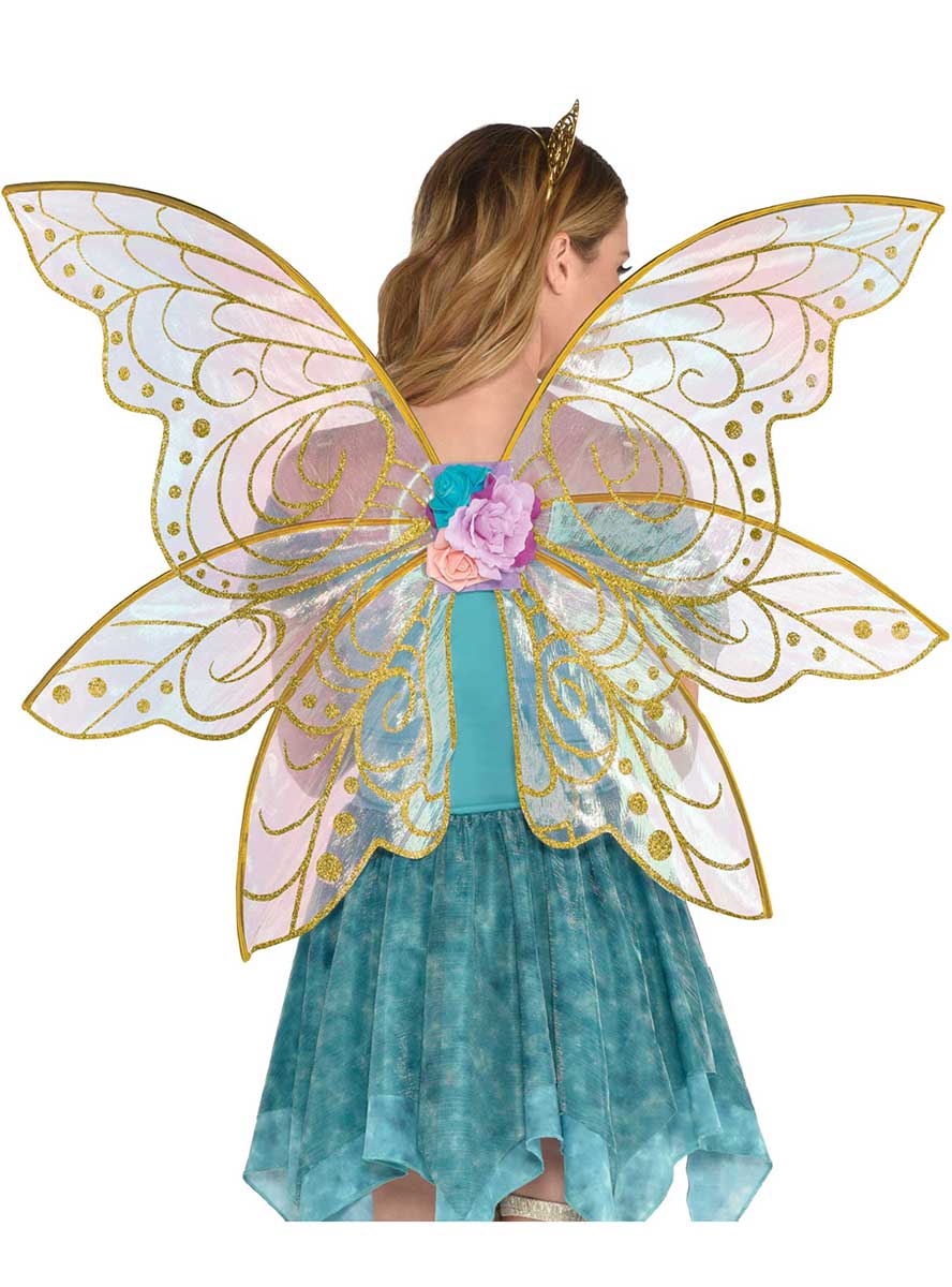 Image of Sheer Iridescent Glitter Mythical Fairy Costume Wings