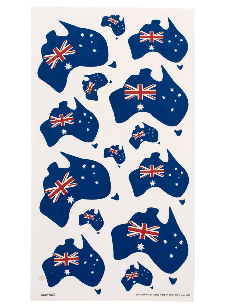 Image of Australian Flag Map Temporary Tattoo Sheet