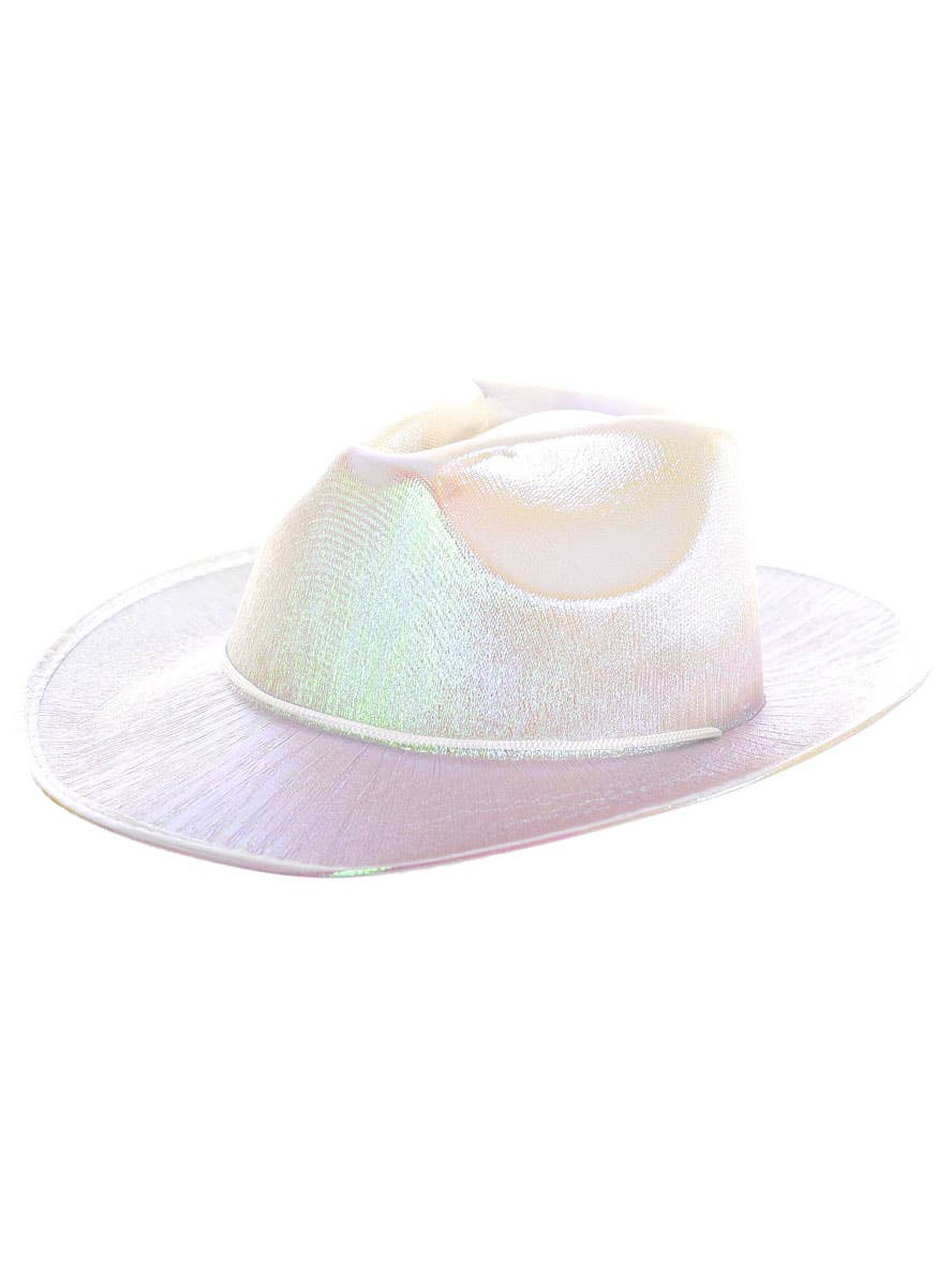 Image of Shiny Iridescent White Cowgirl Costume Hat