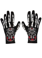 Image of Short Black Day of the Dead Skeleton Costume Gloves