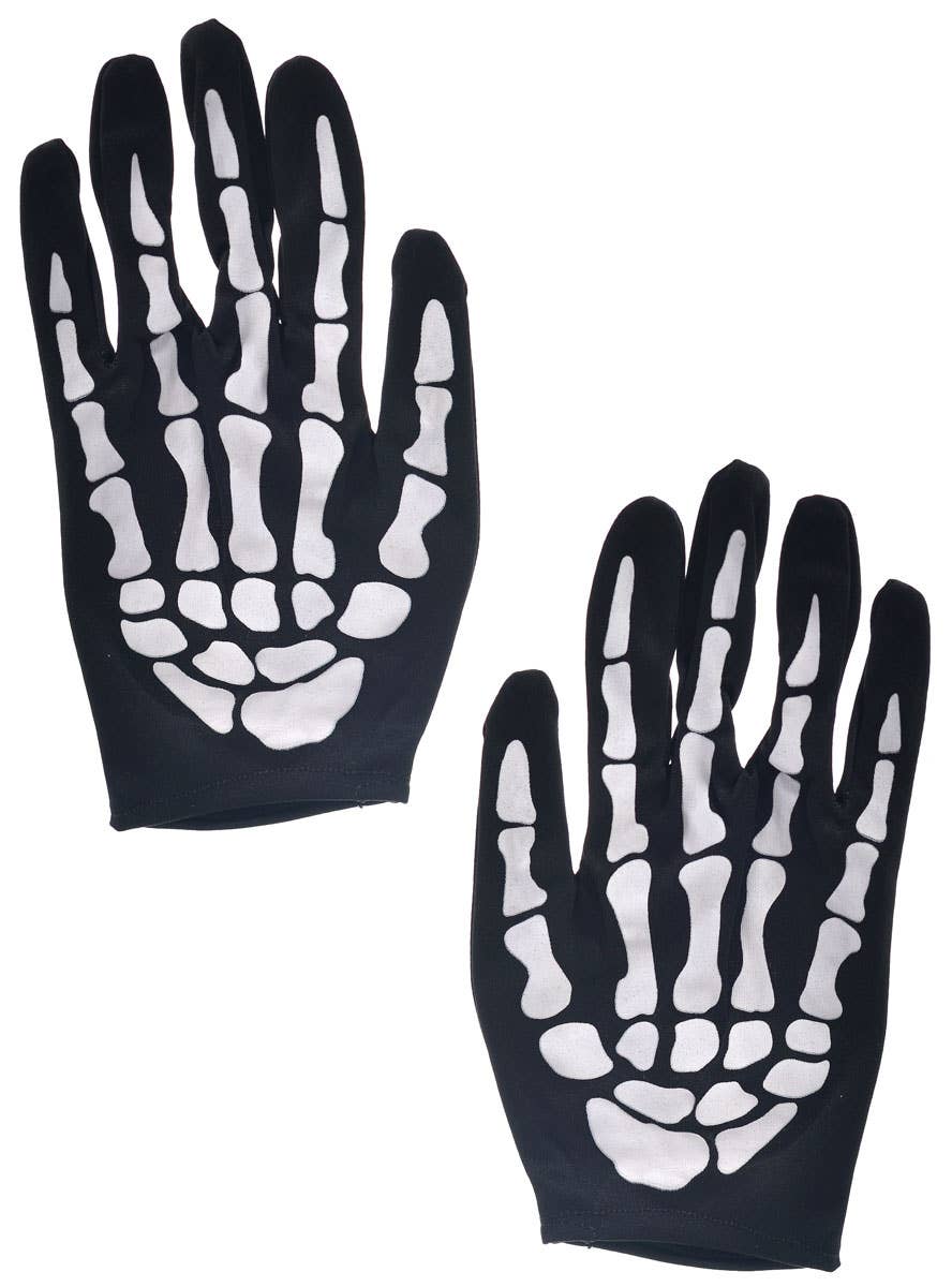 Image of Wrist Length Skeleton Print Halloween Costume Gloves