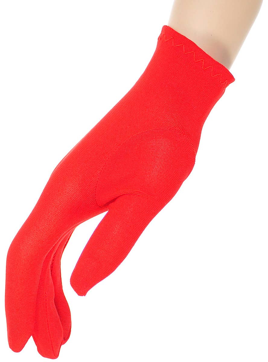 Image of Short Matte Red Wrist Length Costume Gloves