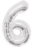 Image of Silver 87cm Number 6 Party Balloon