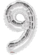 Image of Silver 87cm Number 9 Party Balloon