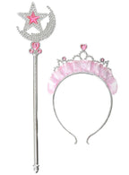 Image of Jewelled Pink and Silver Wand and Tiara Accessory Set