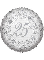 Image of Silver and White 46cm 25th Anniversary Balloon