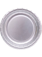 Image of Metallic Silver 12 Pack 18cm Round Paper Plates