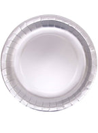 Image of Metallic Silver 12 Pack 23cm Round Paper Plates