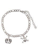 Image of Pumpkin and Skull Silver Metal Halloween Costume Bracelet