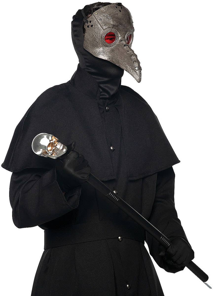 Image of Textured Grey Plague Doctor Halloween Costume Mask