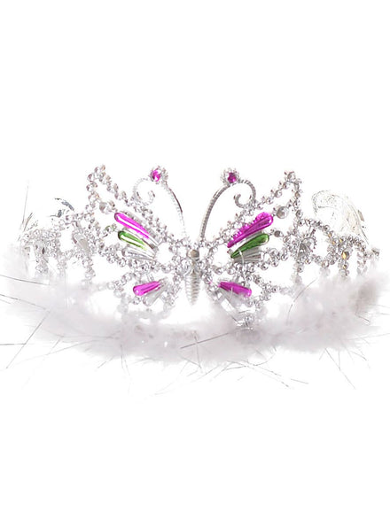 Image of Fluffy White Tinsel Feather Princess Costume Tiara