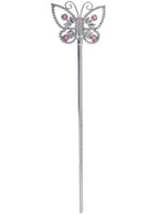 Image of Magical Pink and Silver Plastic Butterfly Costume Wand
