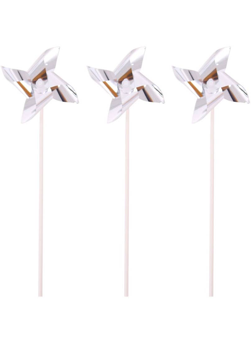 Image of Metallic Silver 6 Pack Windmill Cake Toppers