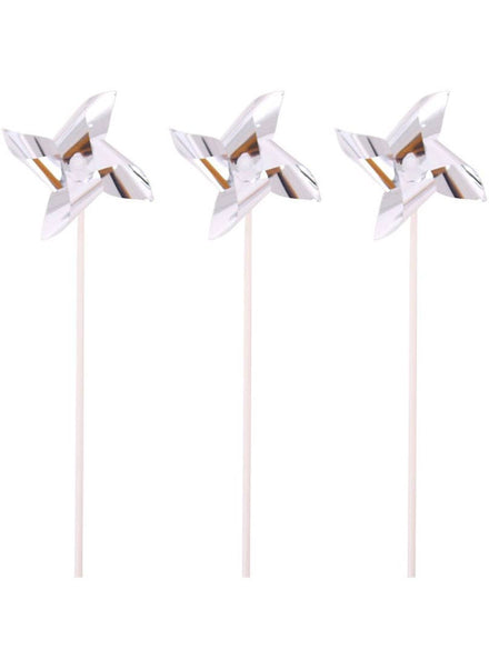 Image of Metallic Silver 6 Pack Windmill Cake Toppers