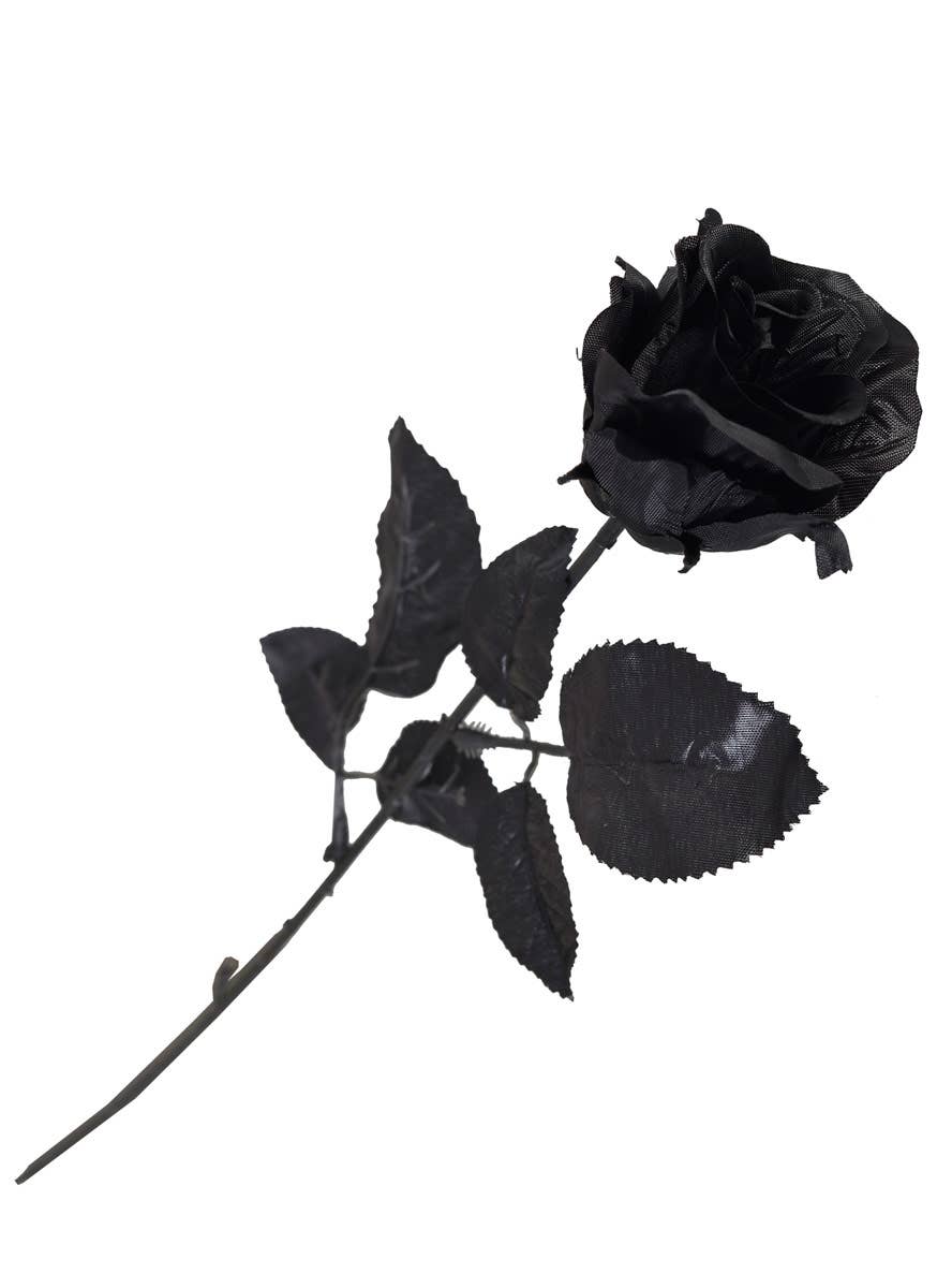 Image Of Halloween Decoration Single Black Rose with Stem Halloween Prop
