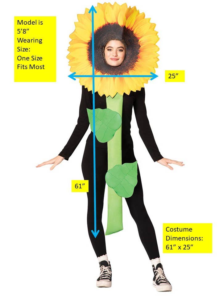 Image of Single Yellow Sunflower Adult's Costume - Alternate Image