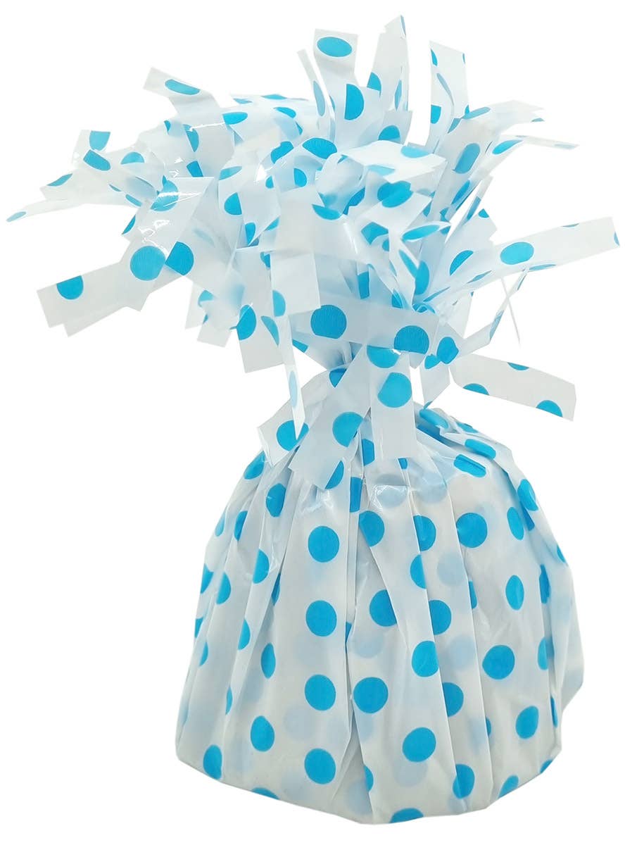 Image of White and Blue Polka Dot Balloon Weight