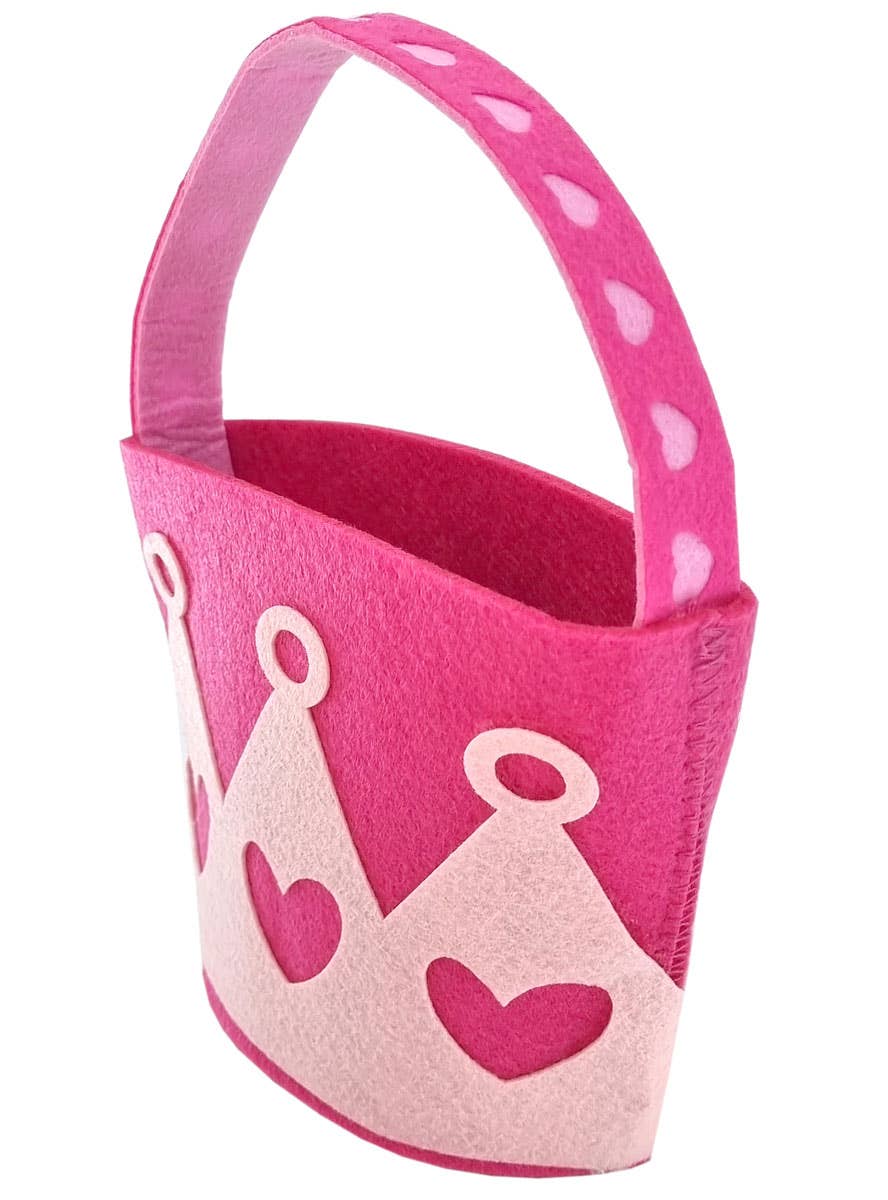 Image of Cute Hot Pink Felt Fabric Easter Egg Bucket - Side Image