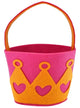 Image of Cute Pink and Orange Felt Fabric Easter Egg Bucket - Front View