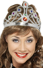 Queen's Jeweled Silver Crown Accessory