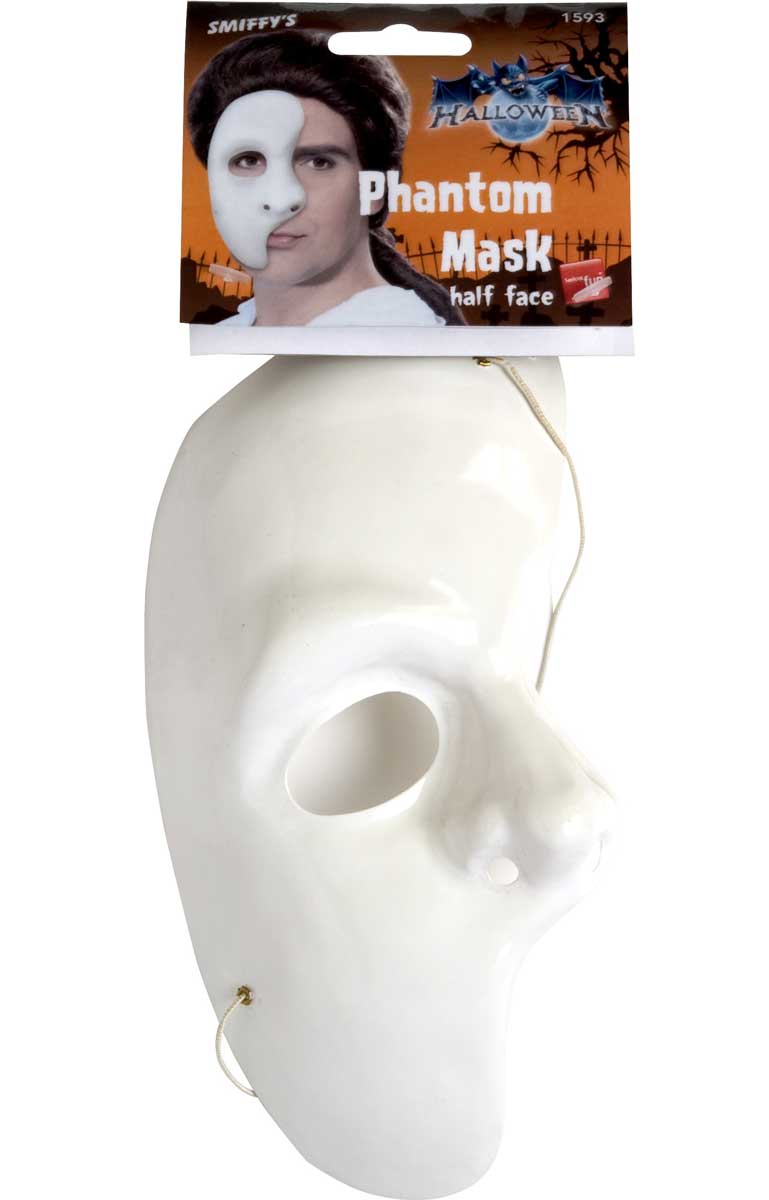 Simple White Plastic Phantom Over Eye Mask Packaging Image