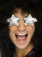 Star Shaped Metallic Silver Costume Glasses