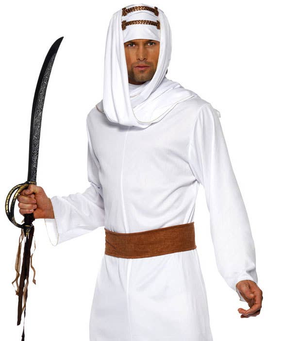 Lawrence of Arabia Men's White Costume Robe - Close Up Image