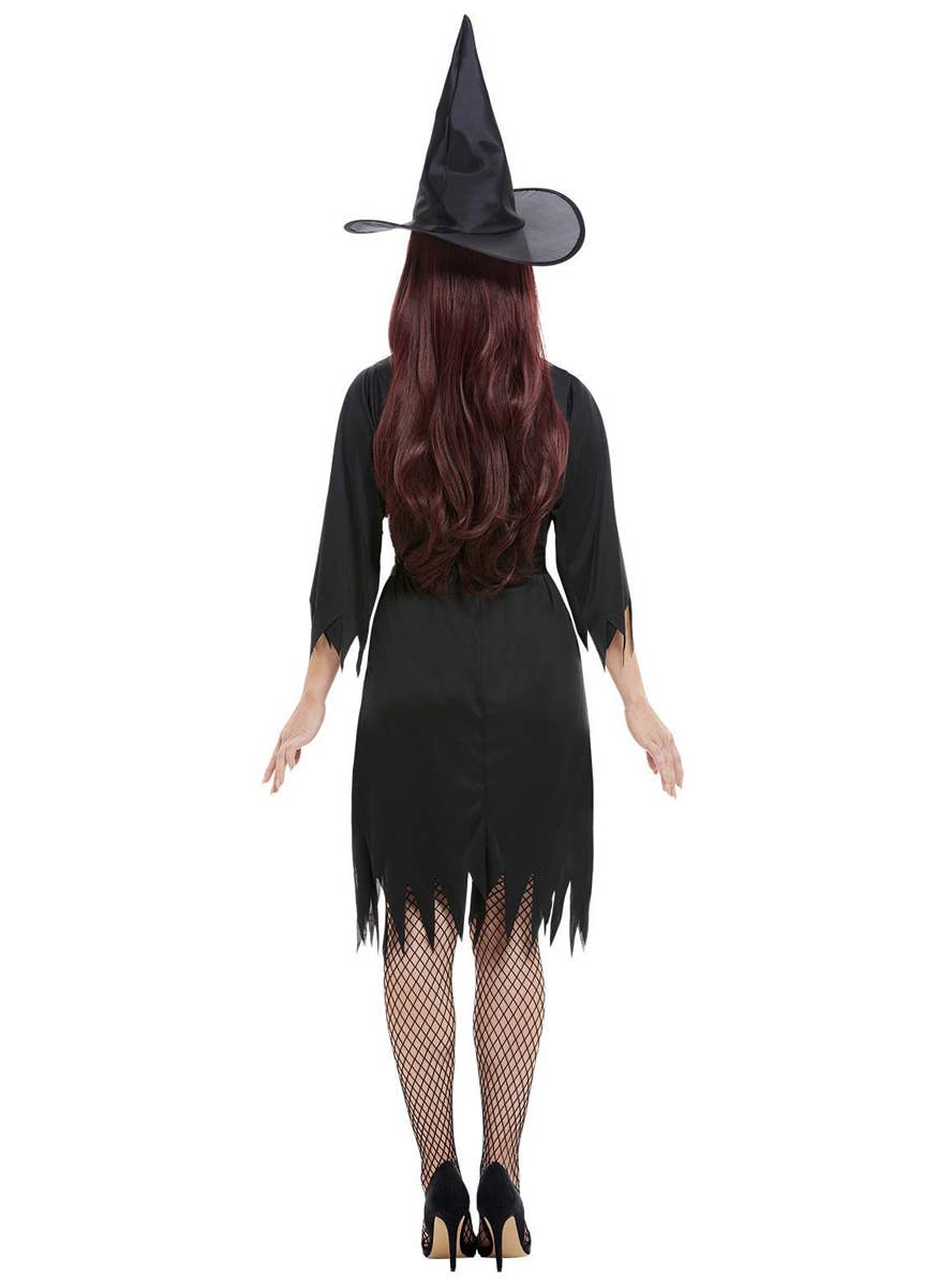 Women's Black Witch Dress Hat and Belt Budget Halloween Costume Back Image