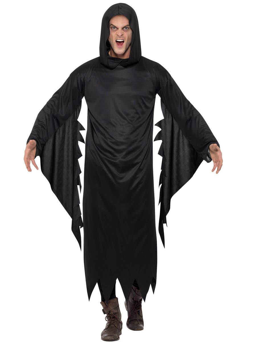 Men's Black Grim Reaper Robe Halloween Costume Front Image 