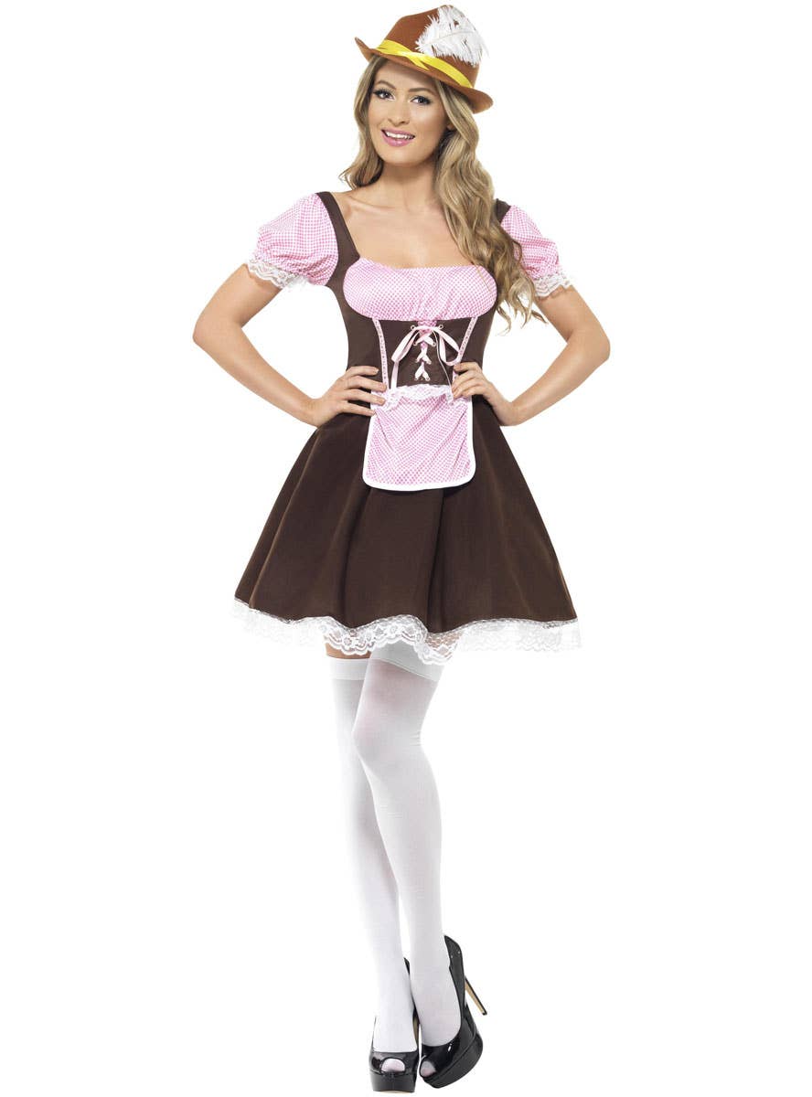 Pink and Brown Women's Tavern Girl Oktoberfest Costume Alternate Front Image
