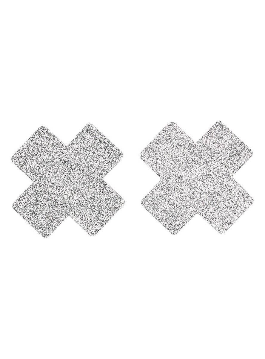 Silver Glitter Cross Modesty Chest Pasties