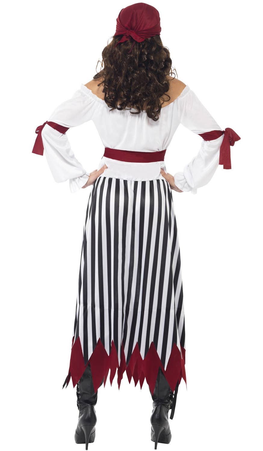 Women's Long Pirate Fancy Dress Costume Back Image