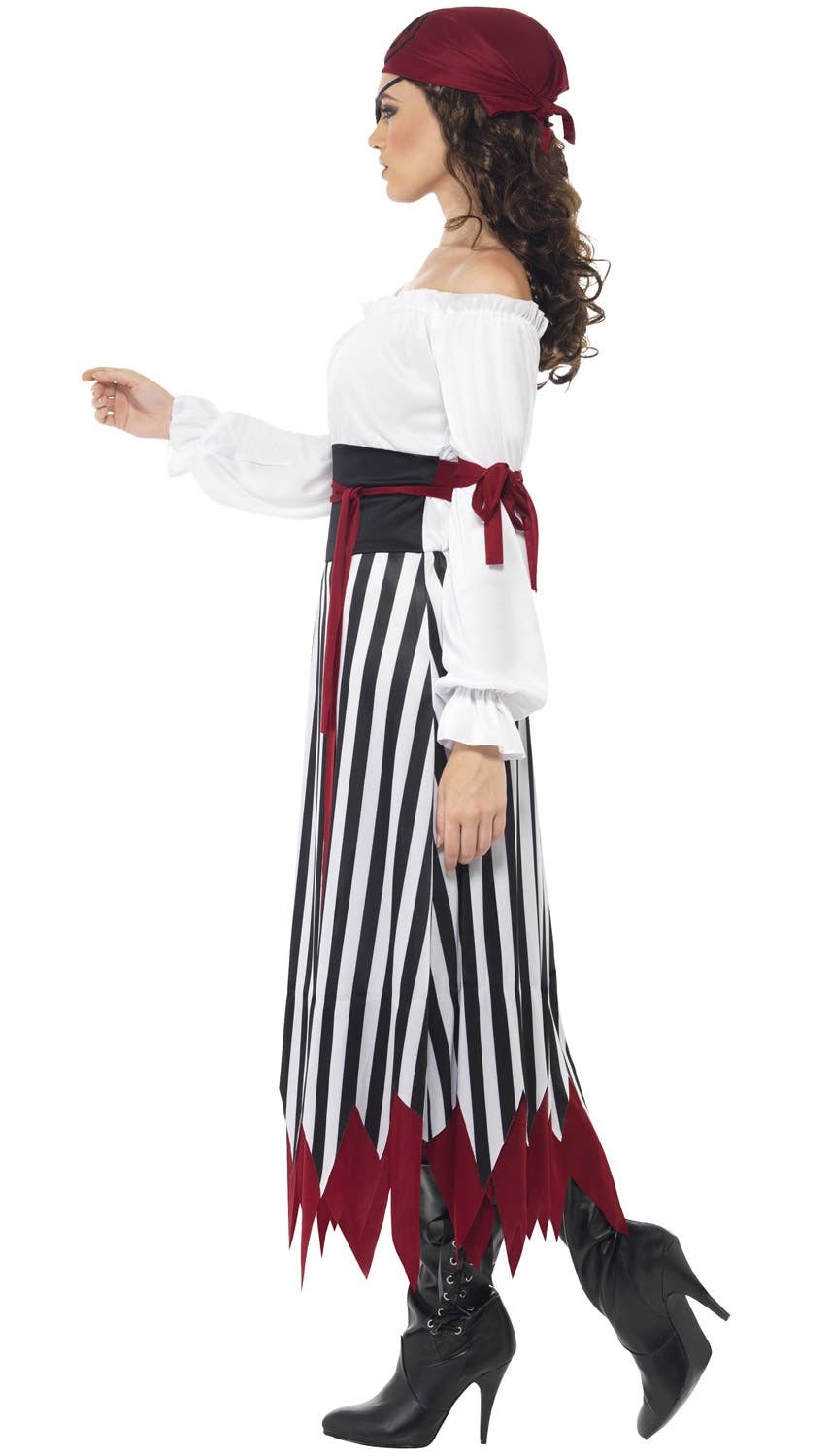 Women's Long Pirate Fancy Dress Costume Side Image