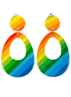 Women's Rainbow Teardrop 80's inspired clip on costume earrings Main Image