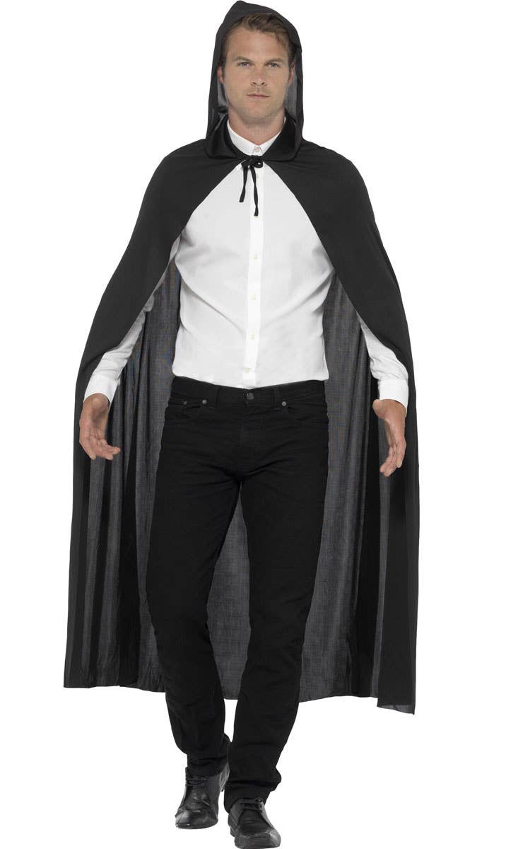 Adult's Long Hooded Black Halloween Costume Cape