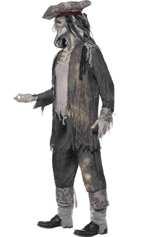 Raggedy Grey Men's Pirate Ghoul Halloween Costume - Side View