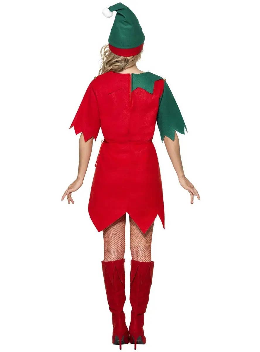 Image of Festive Women's Plus Size Christmas Elf Costume - Back View