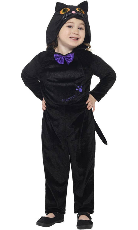 Toddler Girls Cute Black Cat Halloween Fancy Dress Costume Front Image