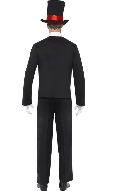 Black and Red Mexican Day of the Dead Halloween Costume for Men - Back View
