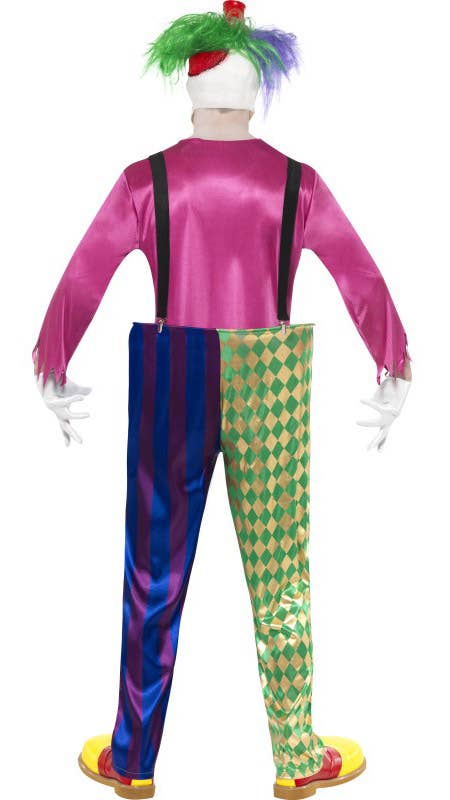 Bright Colourful Men's Scary Clown Halloween Costume - Back View