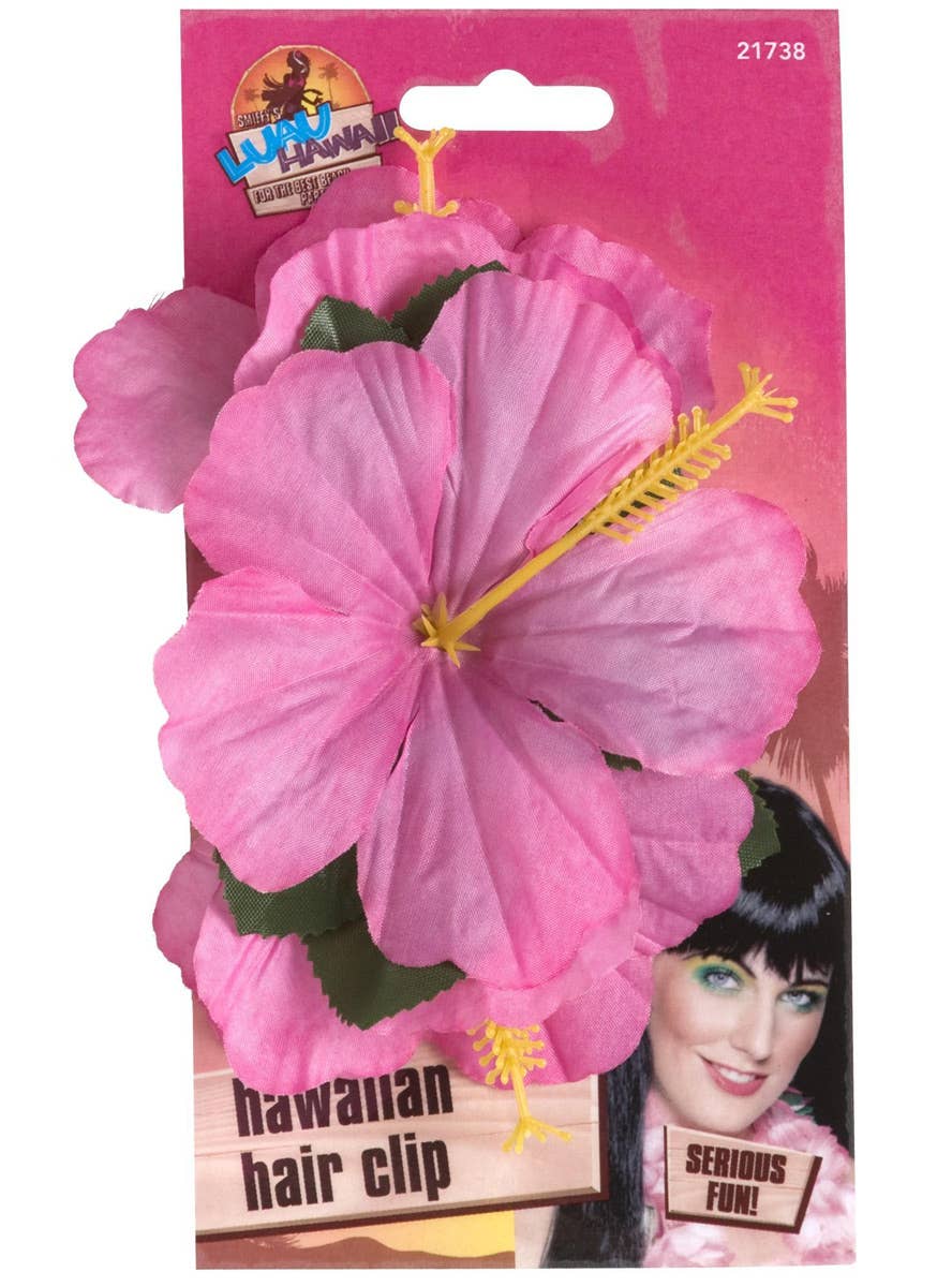 Large Pink Hawaiian Hibiscus Flower Hair Clip Alternate Image