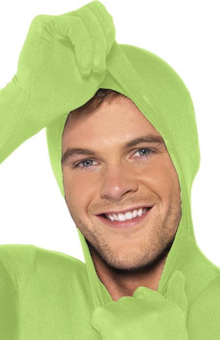 Men's Green Skin Suit Fancy Dress Costume Close