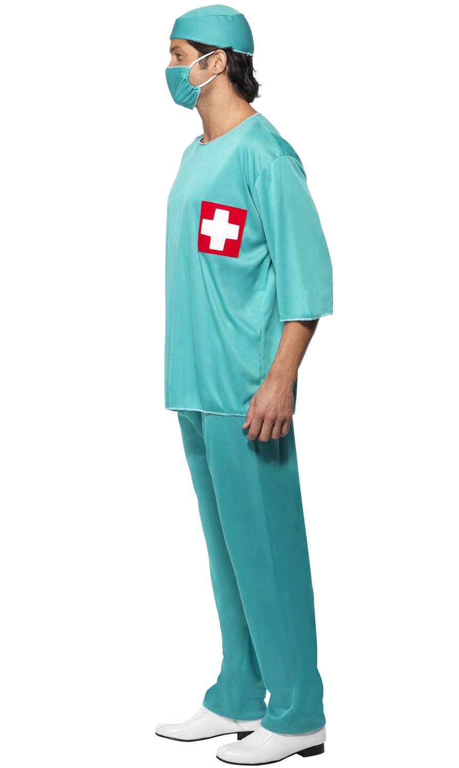 Adult's Surgeon Scrubs Fancy Dress Doctor Costume - Side View