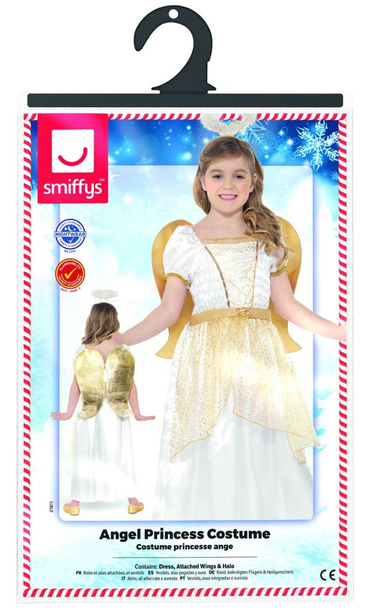 Girls Golden Christmas Angel Fancy Dress Costume - Packaging Image